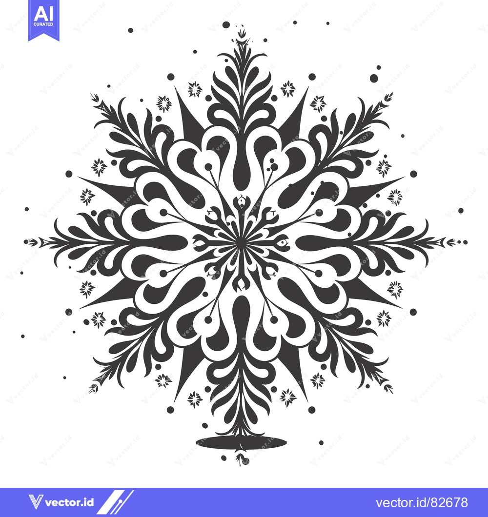 Premium Vector dari Stylized Black and White Floral Mandala with Circular Design Elements