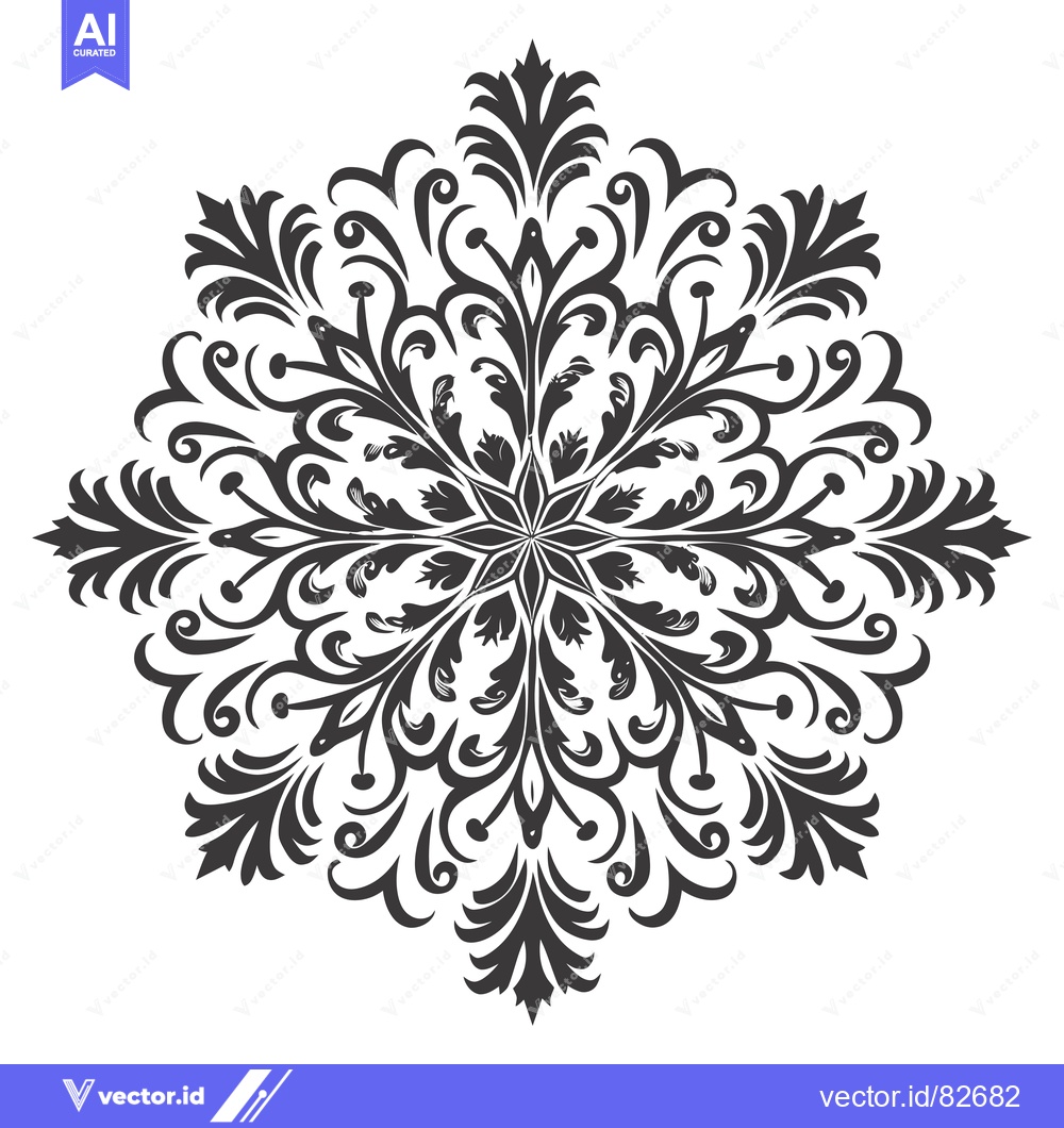 Premium Vector dari Black and White Intricate Floral Design with Six Points