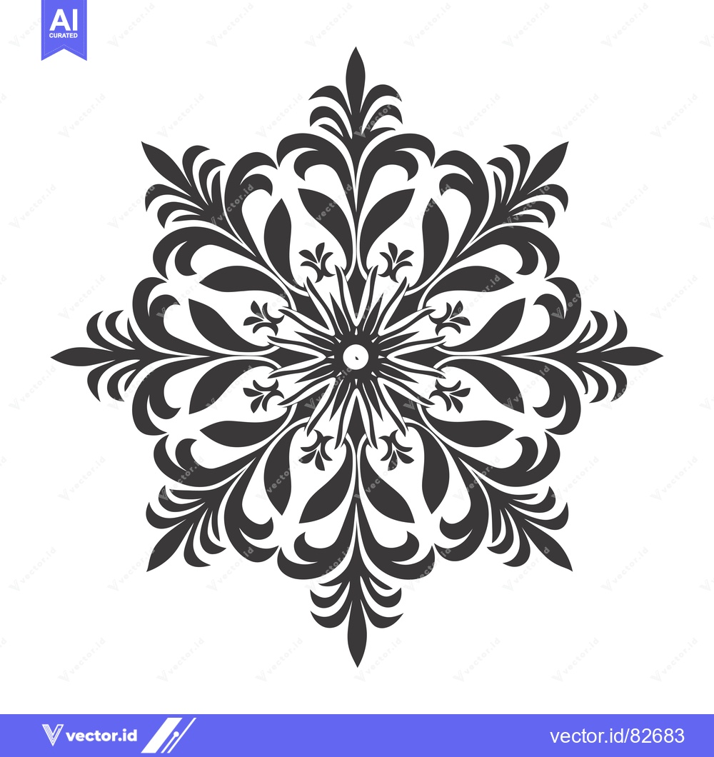 Premium Vector of Ornate Black and White Floral Design with Six Points