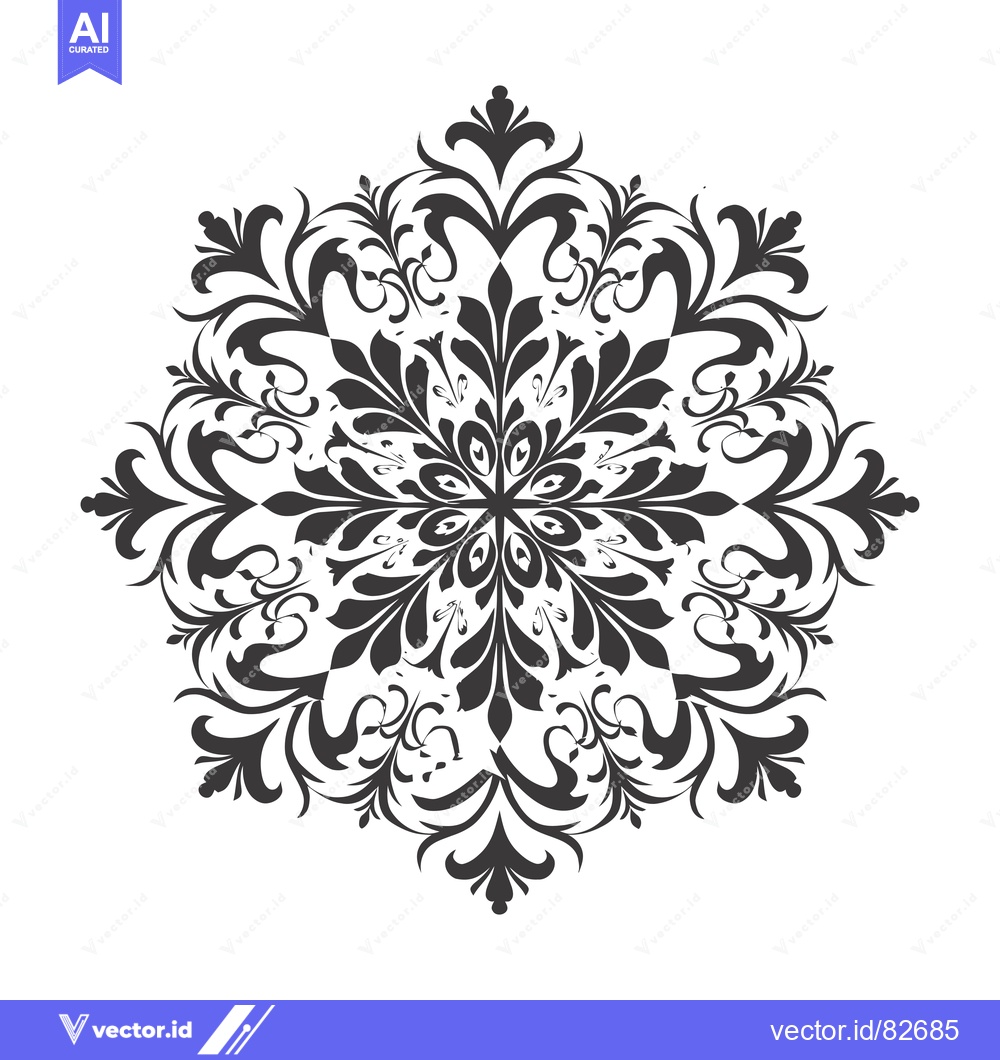 Premium Vector of Black and White Ornate Floral Mandala Design