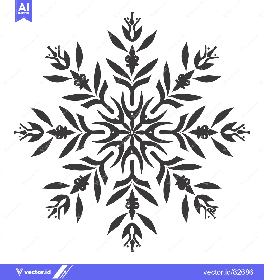 Premium Vector dari Stylized Black and White Floral Design with Six-Fold Symmetry