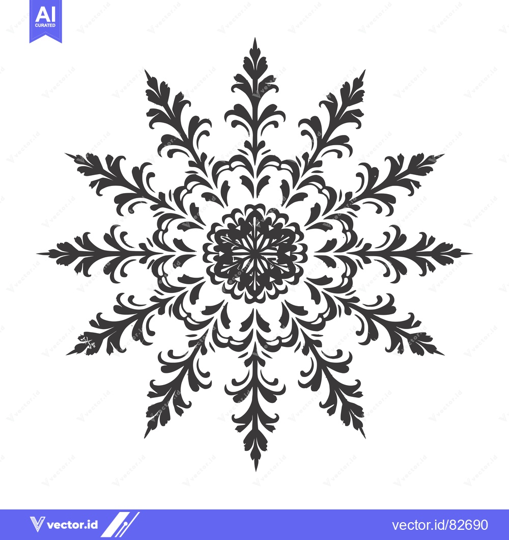 Premium Vector of A symmetrical, black and white floral design with intricate detail