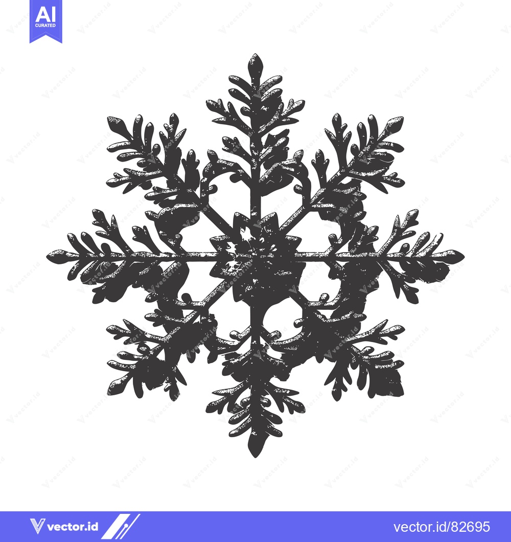 Premium Vector dari Black and White Illustration of a Snowflake with a Grunge Texture