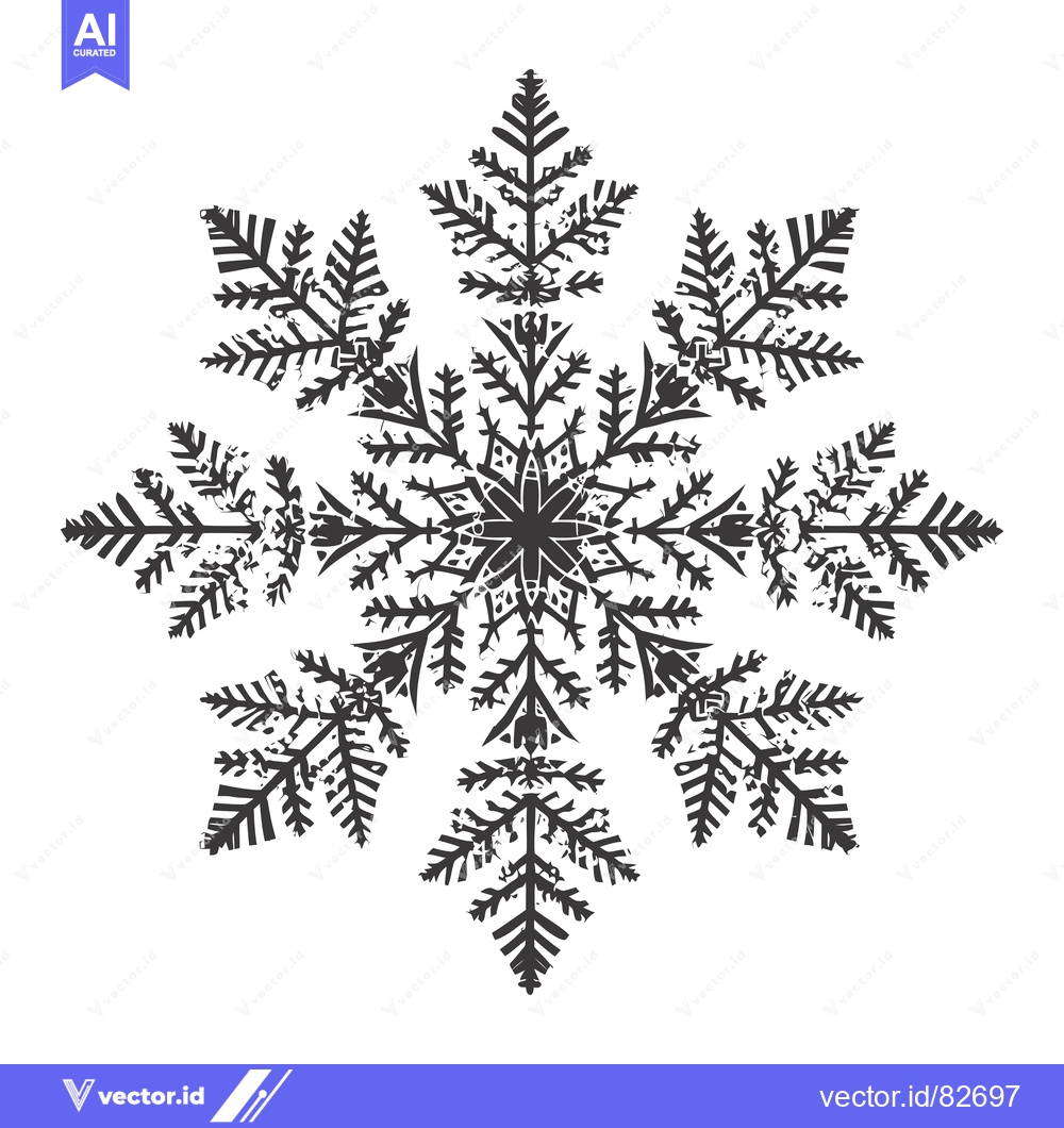 Premium Vector dari A Detailed Illustration of a Black and White Snowflake
