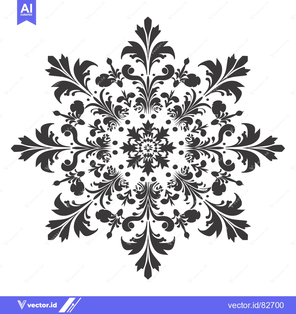 Premium Vector of Black and White Ornate Floral Design with Six-Pointed Symmetry