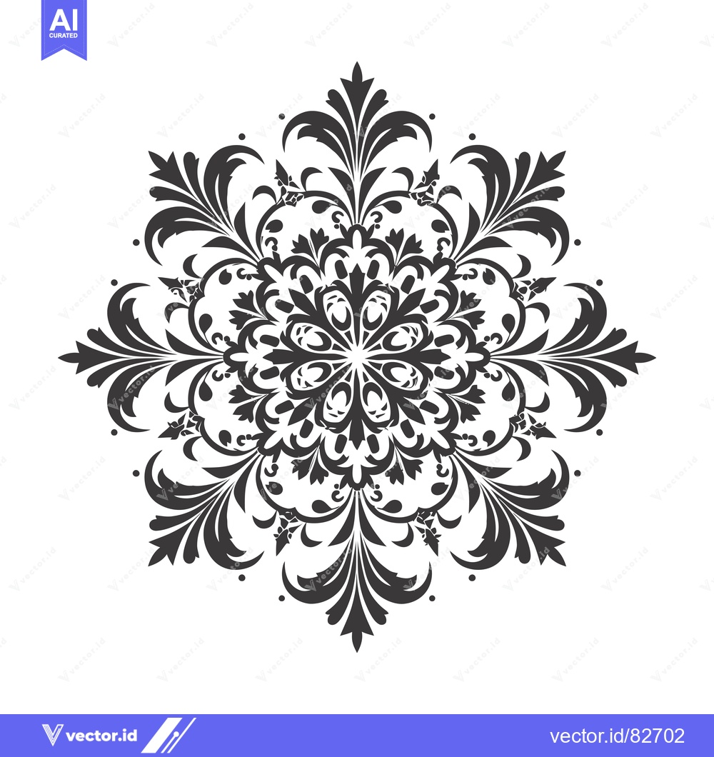 Premium Vector dari Intricate Black and White Floral Mandala Design