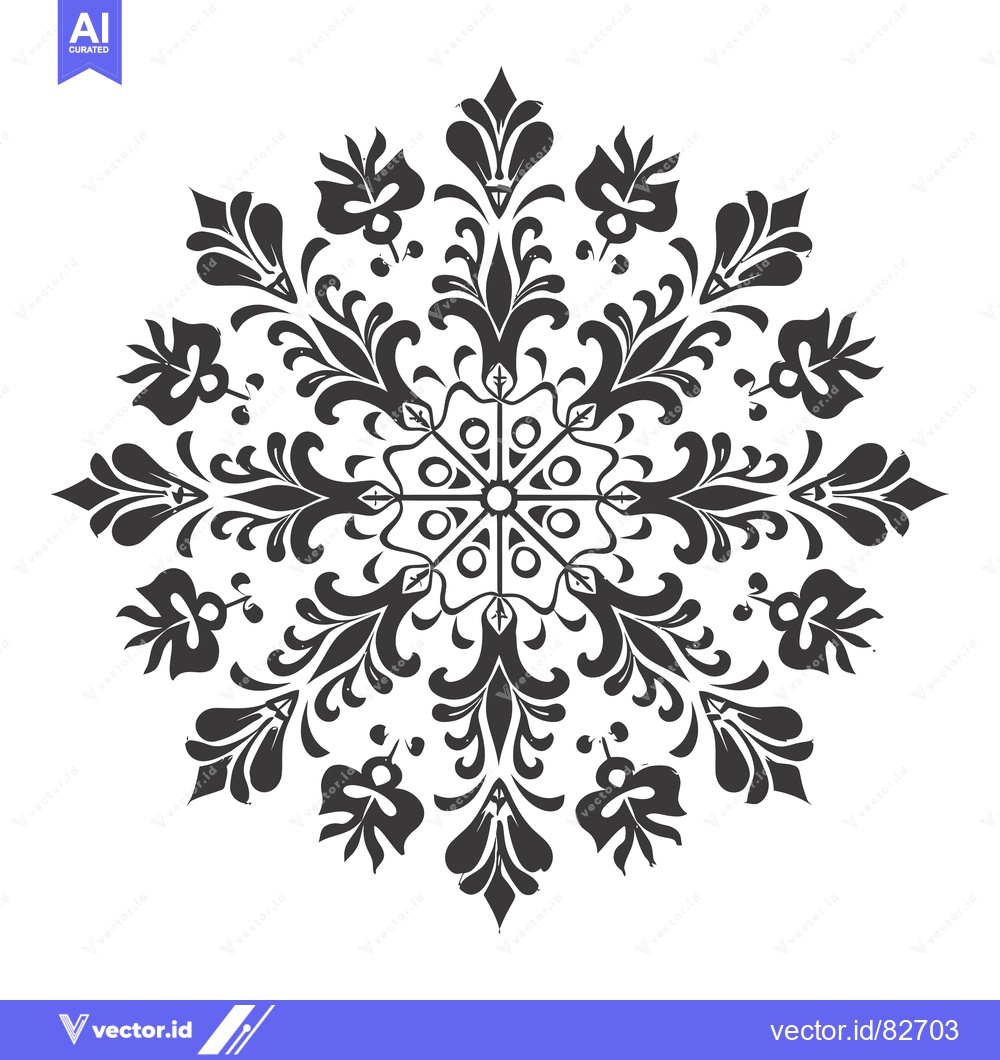 Premium Vector of Black and White Floral Mandala with Intricate Design