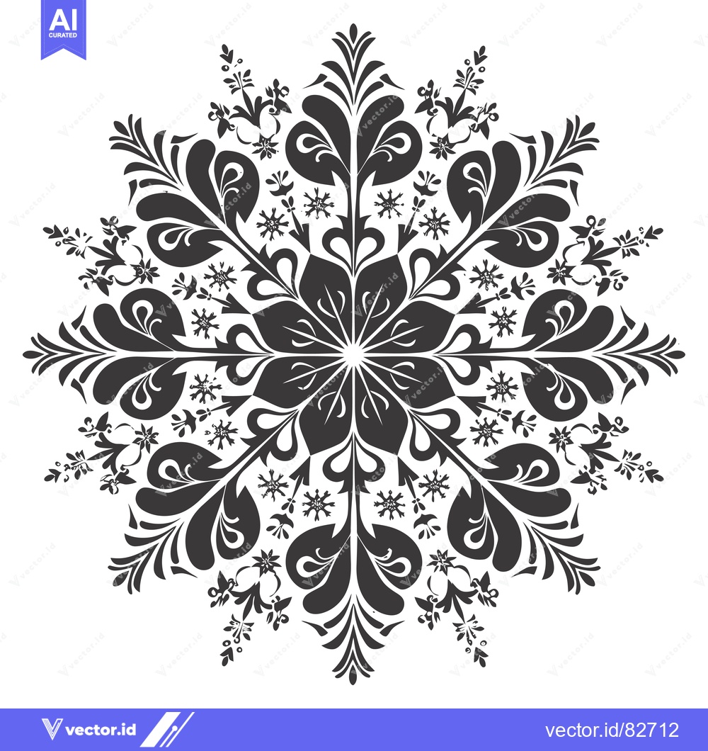 Premium Vector dari Black and White Floral Mandala with Six-Pointed Star Shapes
