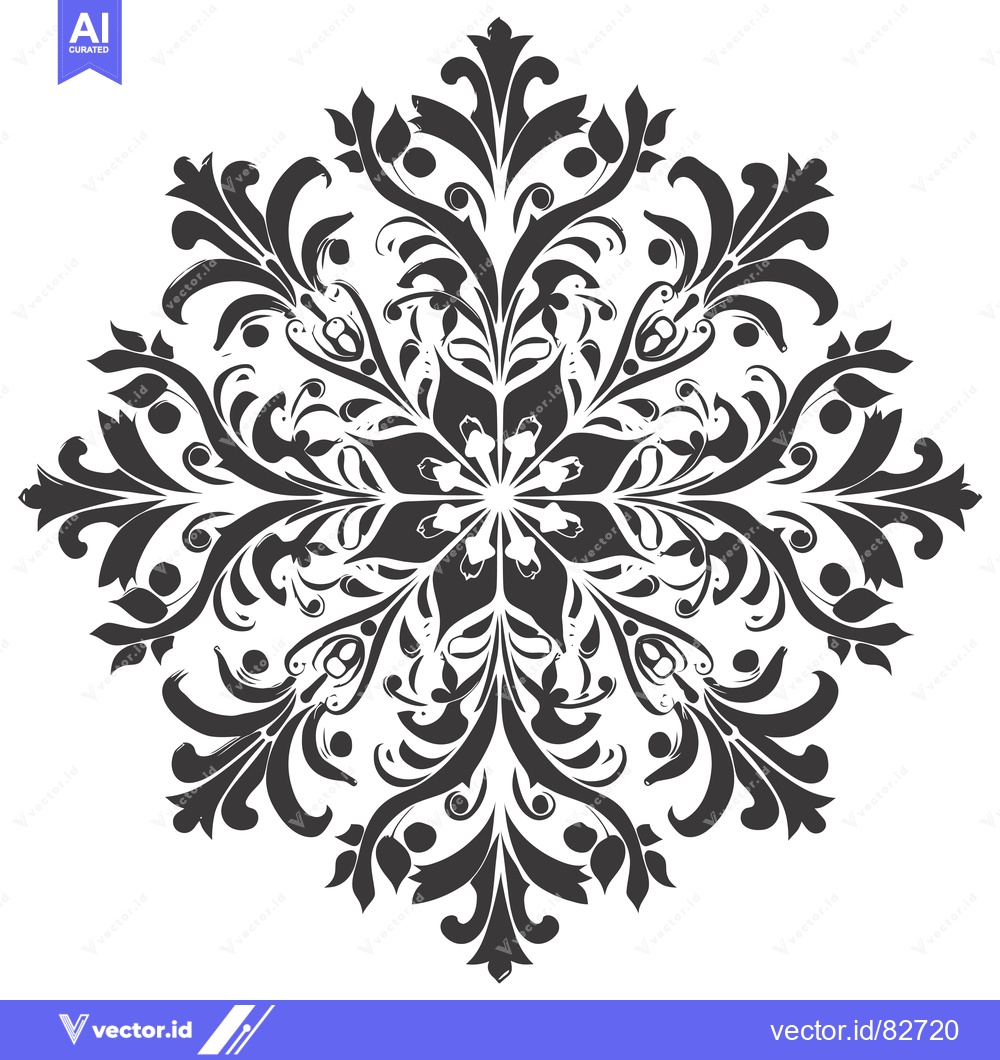 Premium Vector dari Intricate Black and White Floral Design with a Central Starburst