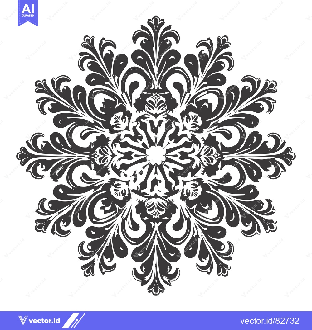 Premium Vector dari Ornate Floral Design with Symmetrical Black and White Pattern