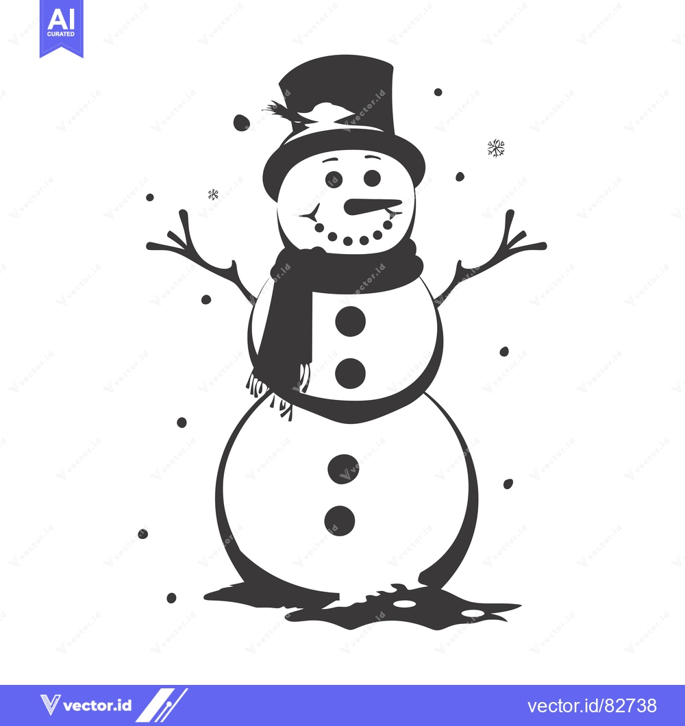 Premium Vector dari A Black and White Illustration of a Snowman With a Hat and Scarf