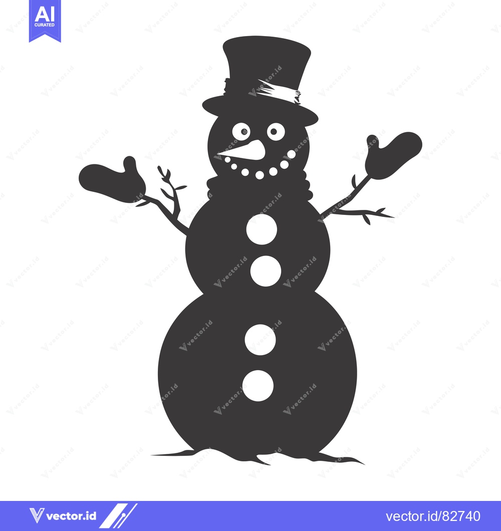 Premium Vector dari A Friendly Snowman with a Top Hat and Mittens