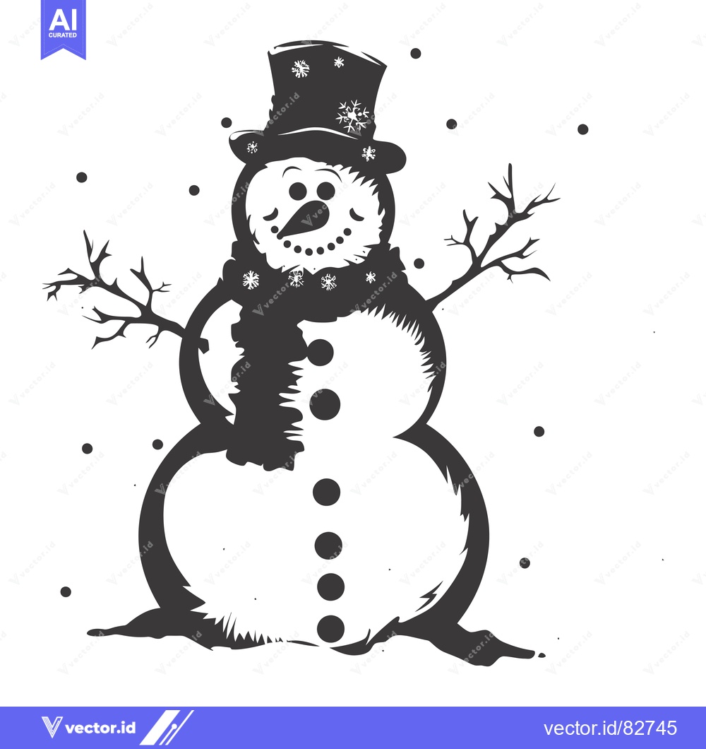 Premium Vector dari A snowman wearing a hat with snowflakes and a scarf