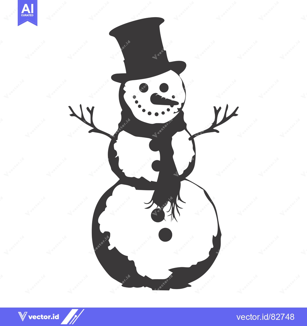 Premium Vector dari A Snowman with a Top Hat and Scarf in a Silhouette