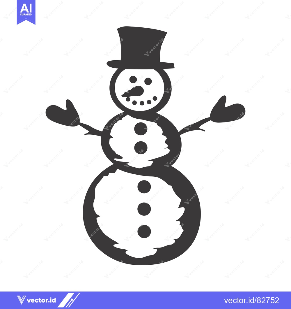 Premium Vector dari A Simple Black and White Illustration of a Snowman
