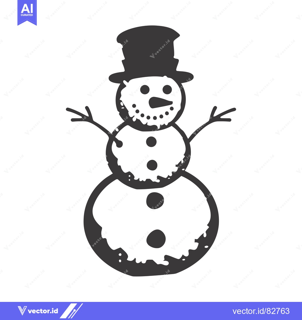 Premium Vector of Hand-drawn black and white illustration of a snowman with a hat