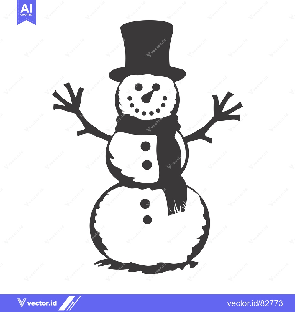 Premium Vector of A Simple Black and White Illustration of a Snowman
