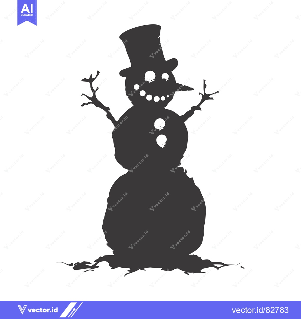 Premium Vector of Silhouette of a Snowman with a Top Hat and a Smile