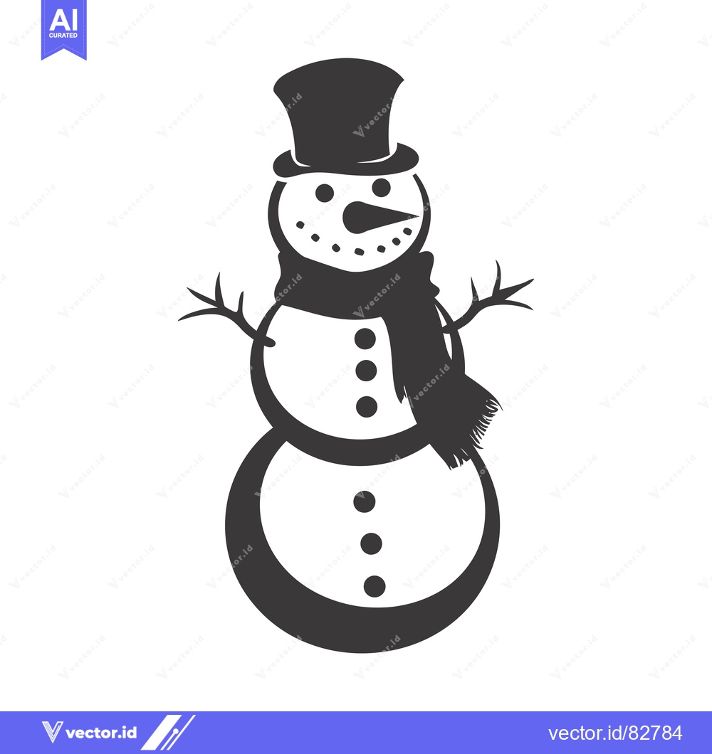 Premium Vector dari A Simple Black and White Illustration of a Snowman
