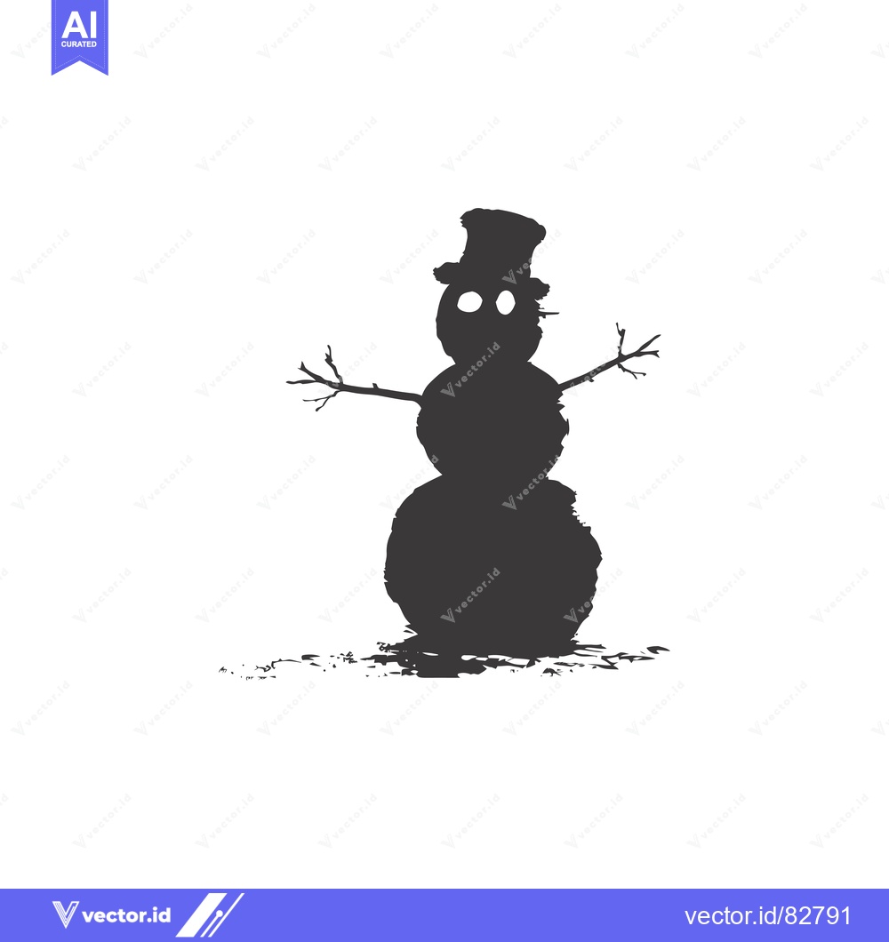 Premium Vector dari Black and White Silhouette of a Snowman with a Top Hat