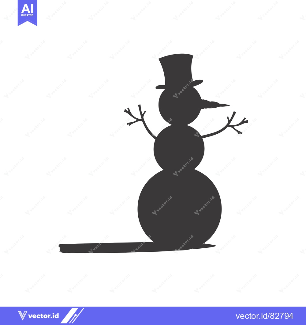 Premium Vector dari A Snowman Silhouette with a Top Hat and Stick Arms