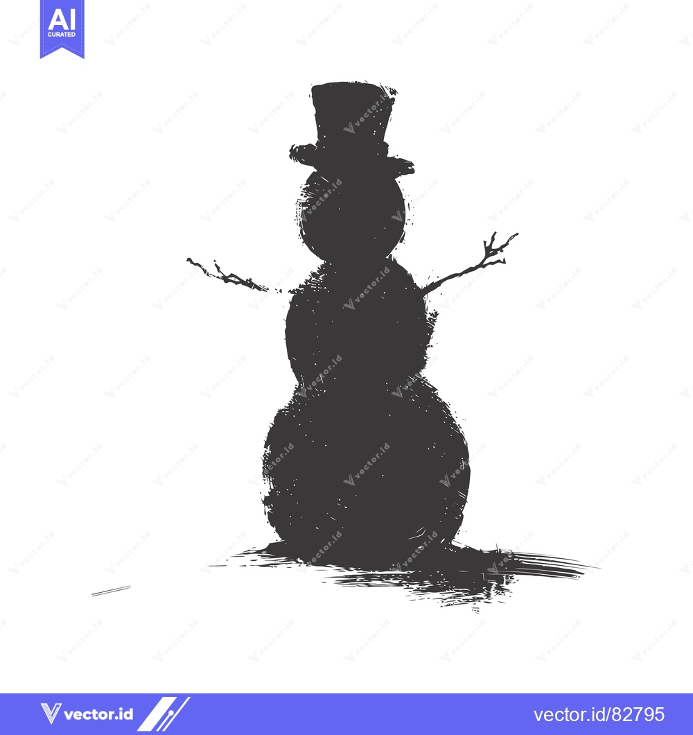 Premium Vector dari A Silhouette of a Snowman With a Hat and Sticks for Arms