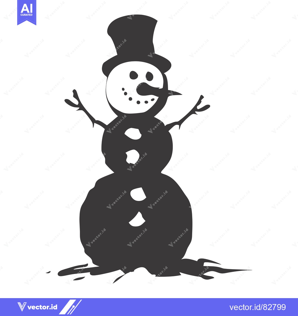 Premium Vector of A Simple Black and White Silhouette of a Snowman