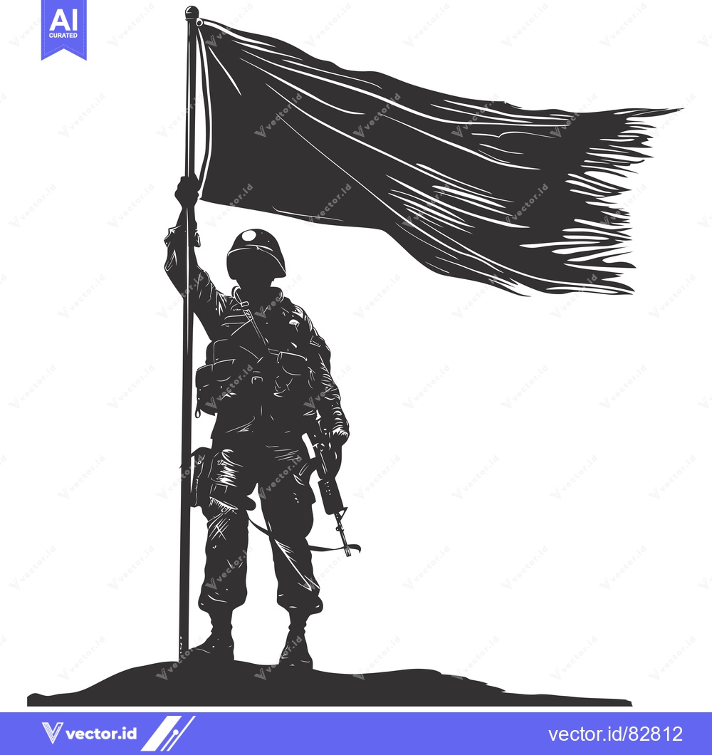 Premium Vector of Silhouette of a Soldier Raising a Flag