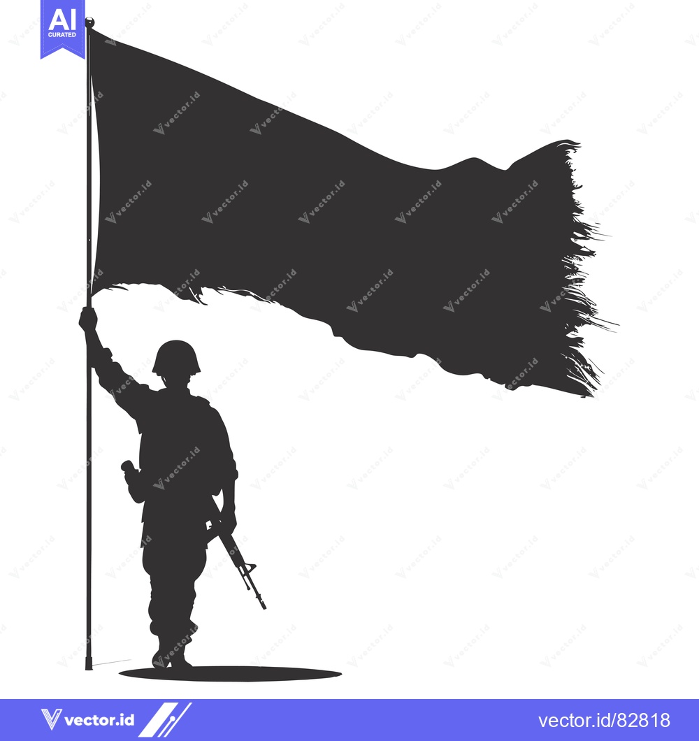 Premium Vector of Silhouette of a soldier raising a flag