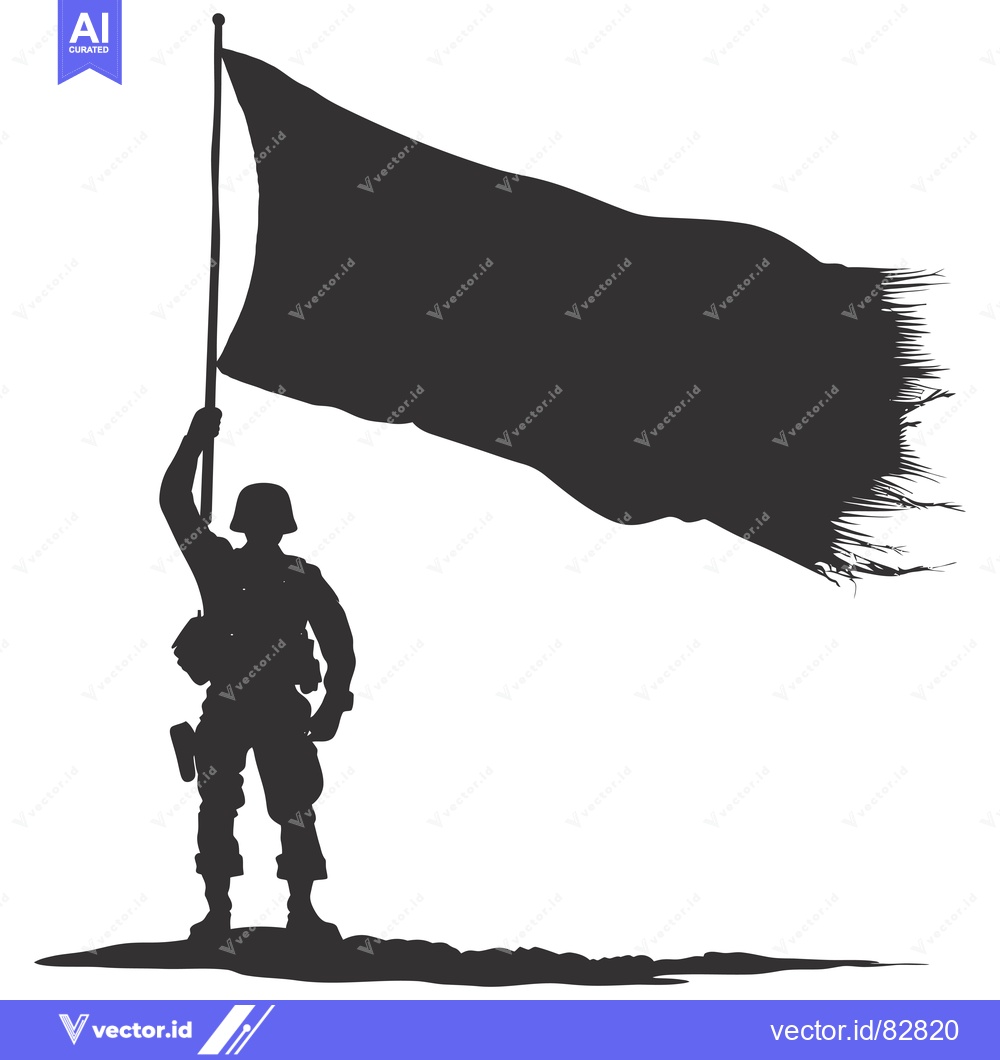 Premium Vector of Silhouette of a Soldier Holding a Torn Flag