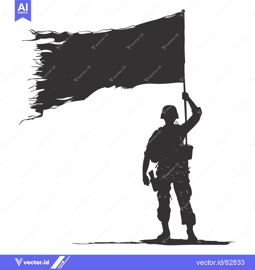 Premium Vector of Silhouette of a Soldier Holding a Torn Flag