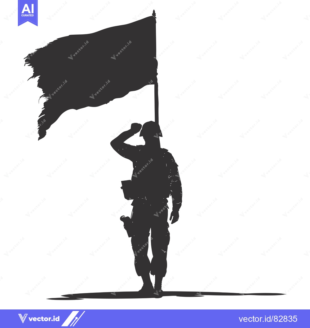 Premium Vector of Silhouette of a Soldier Saluting with a Torn Flag