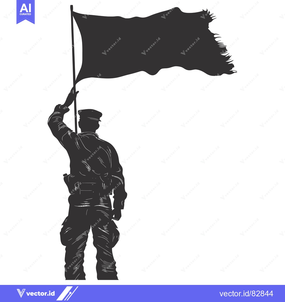 Premium Vector of Silhouette of a Soldier Holding a Torn Flag