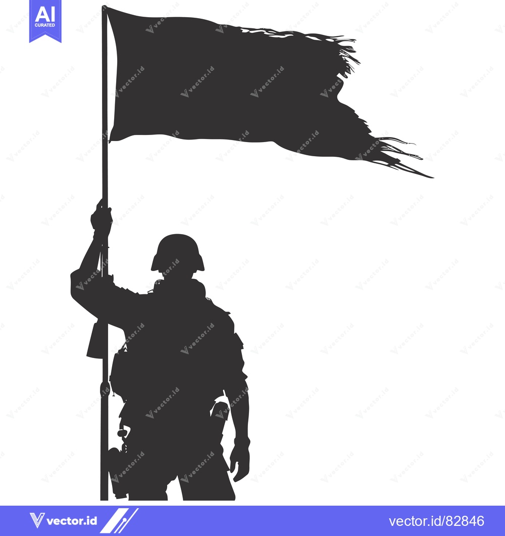 Premium Vector of Silhouette of a Soldier Holding a Torn Flag