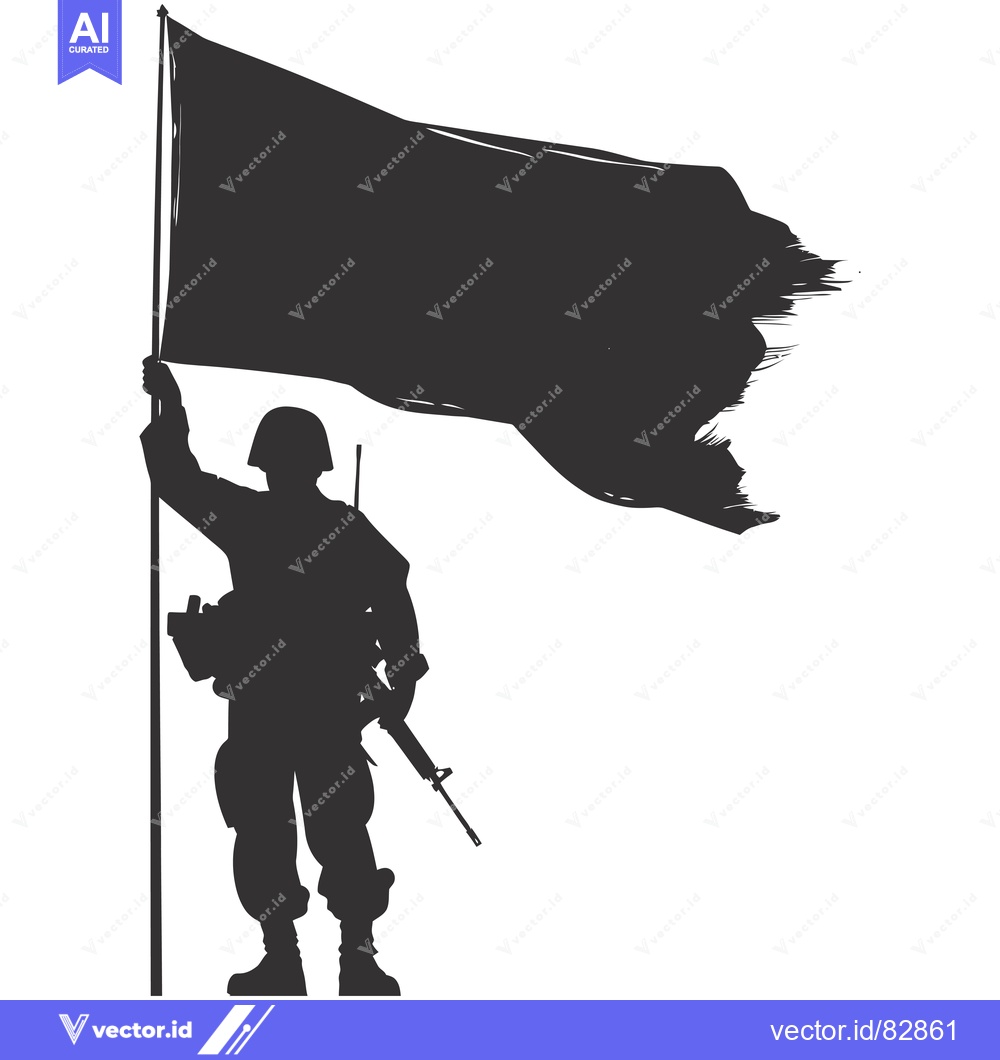 Premium Vector dari Silhouette of a soldier raising a torn flag
