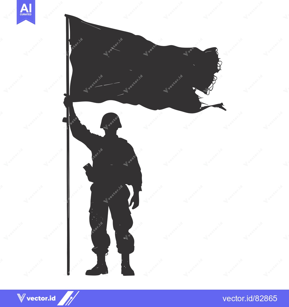 Premium Vector of Silhouette of a Soldier Holding a Torn Flag