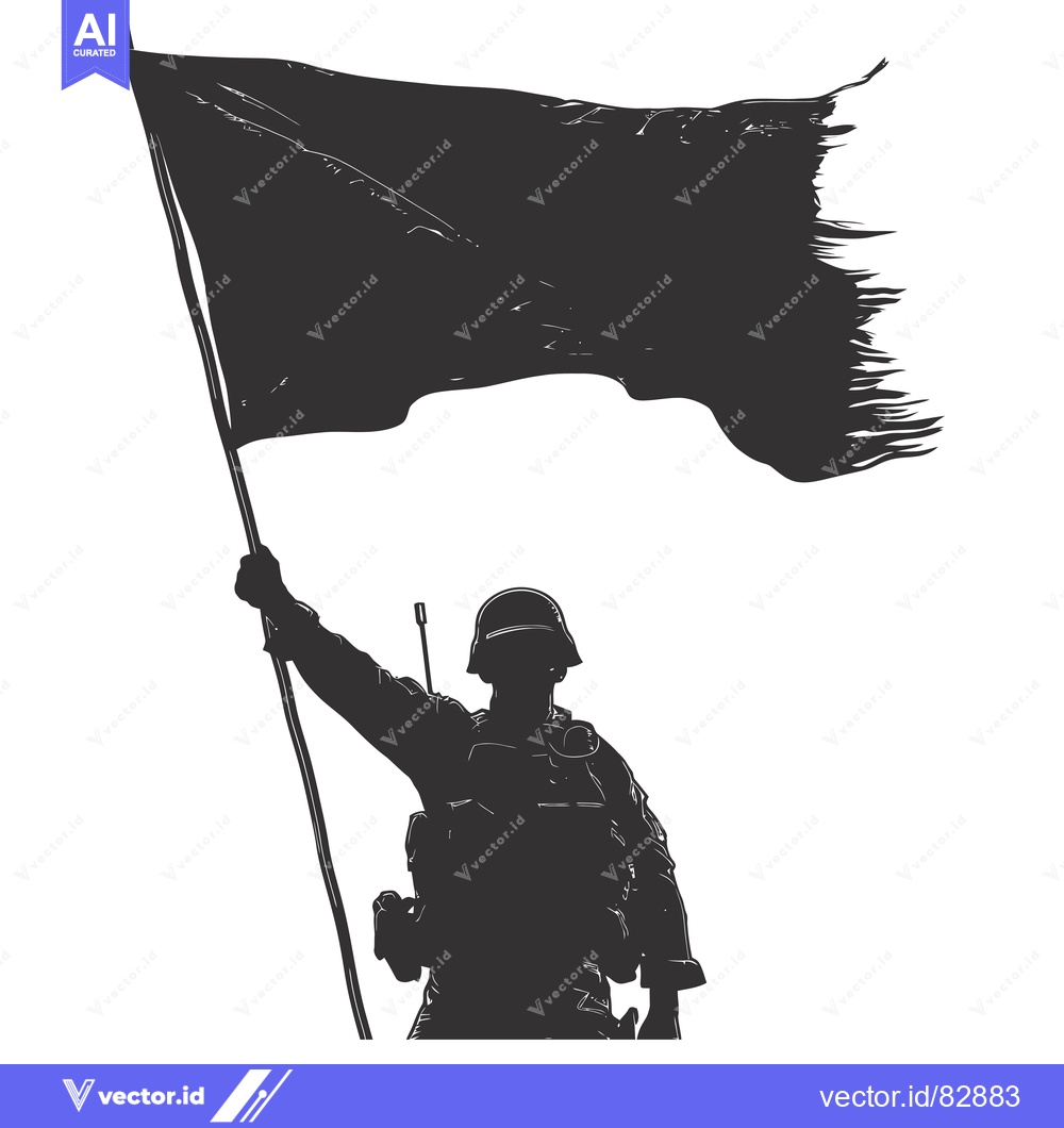 Premium Vector of Silhouette of a soldier raising a flag