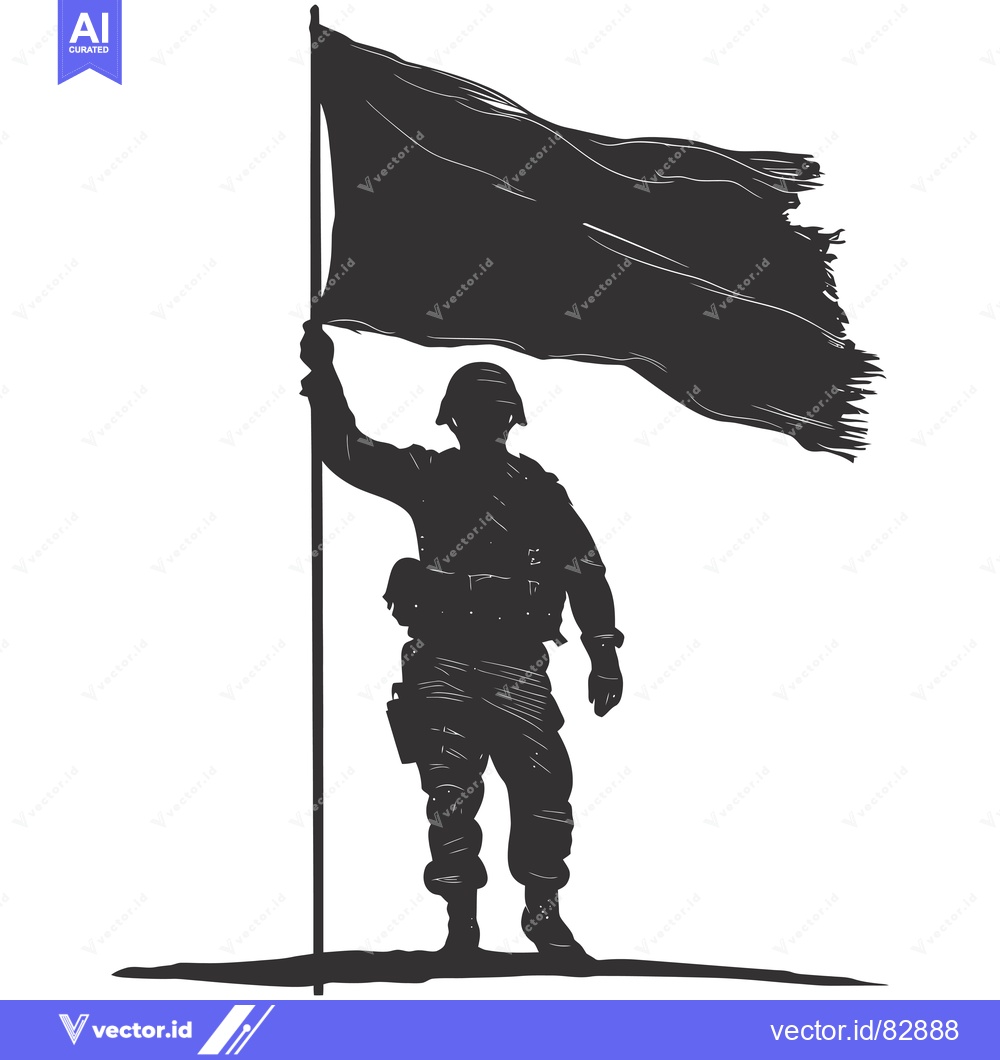 Premium Vector of Silhouette of a soldier holding a tattered flag