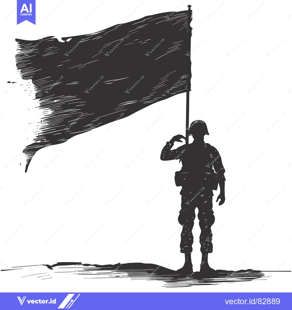 Premium Vector of Silhouette of a Soldier Holding a Flag