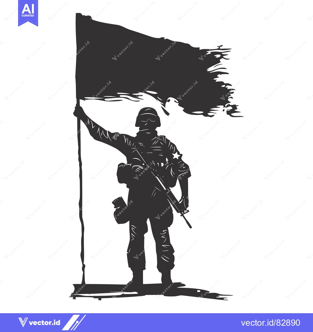 Premium Vector dari A Silhouette of a Soldier Holding a Flag