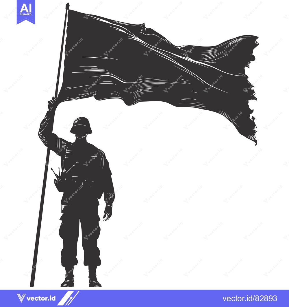 Premium Vector of Silhouette of a Soldier Raising a Torn Flag