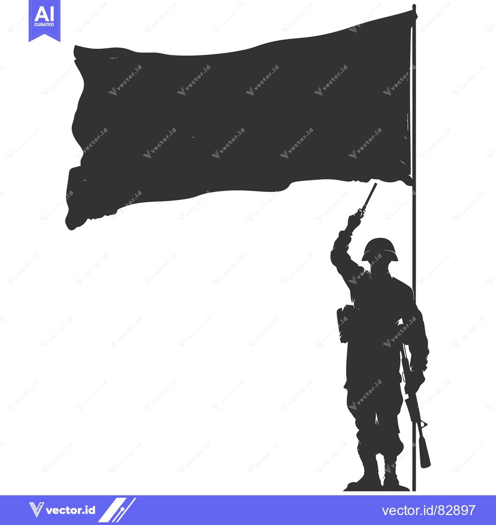 Premium Vector dari A Soldier Saluting While Holding a Flagpole