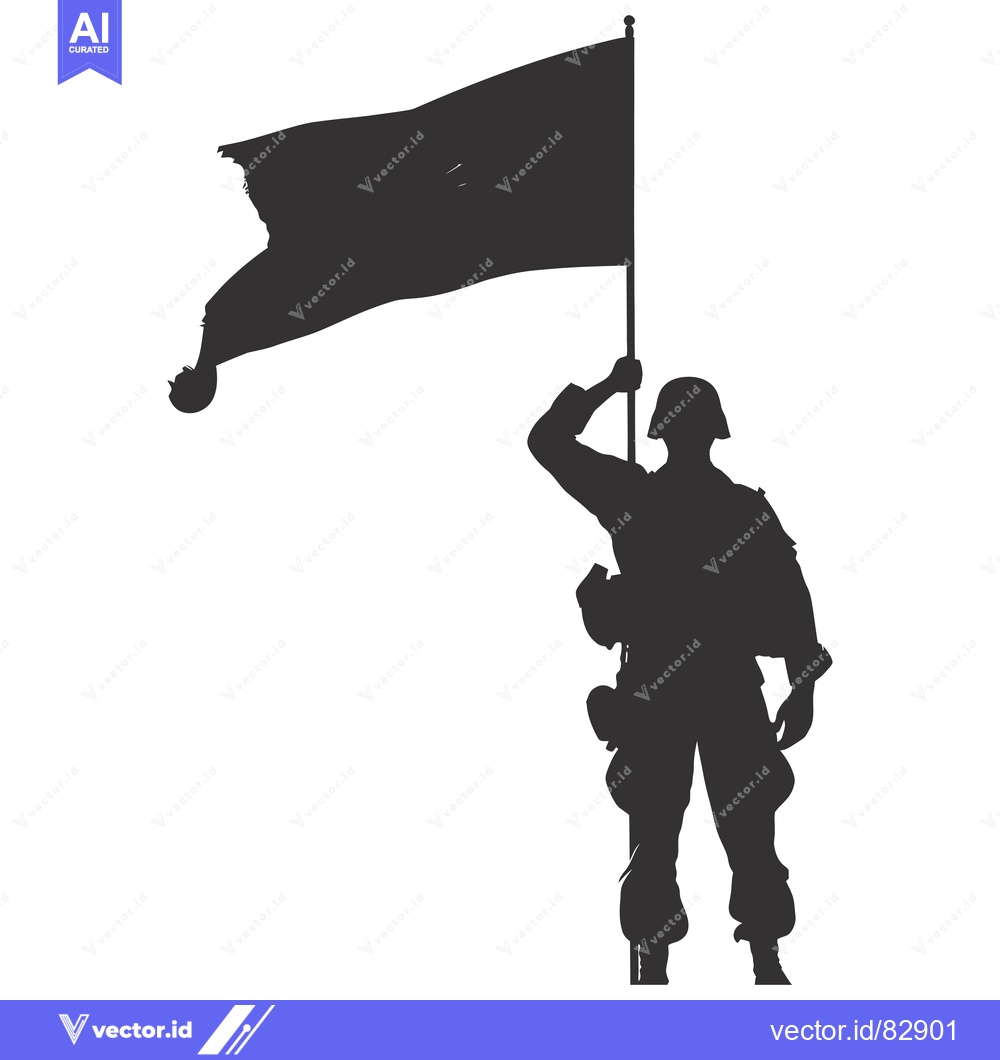 Premium Vector of Silhouette of a Soldier Holding a Flag
