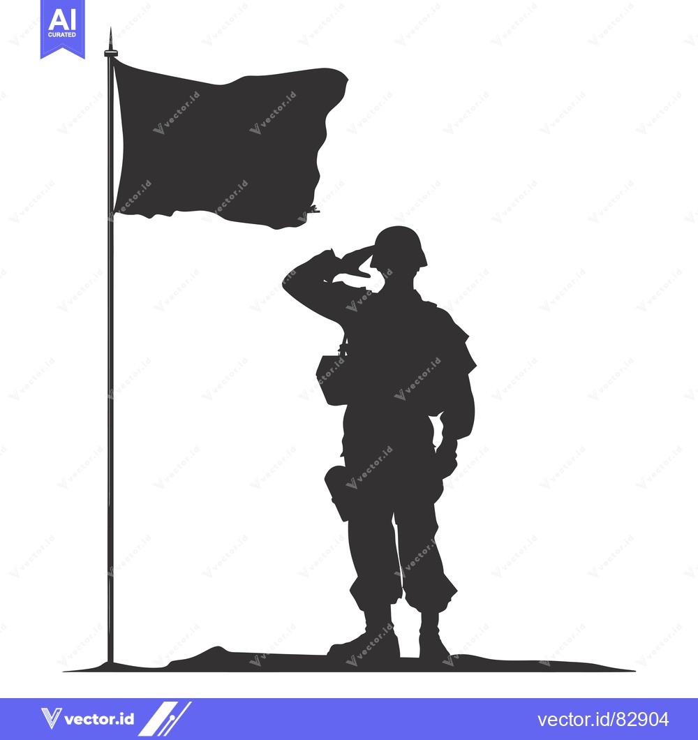 Premium Vector dari Silhouette of a soldier saluting a flagpole with a flag