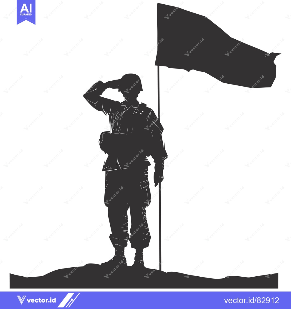 Premium Vector dari Silhouette of a Soldier Saluting a Flag
