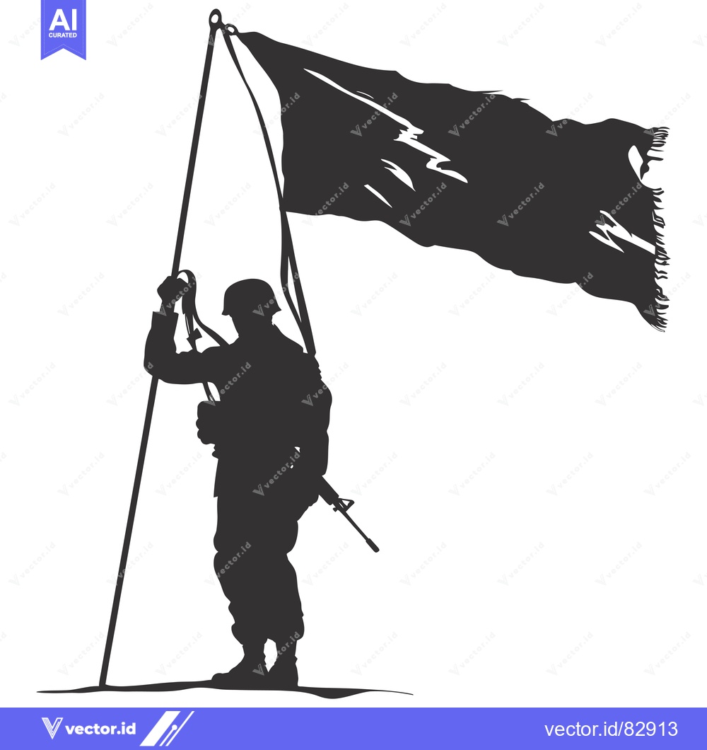 Premium Vector dari Silhouette of a soldier raising a flag