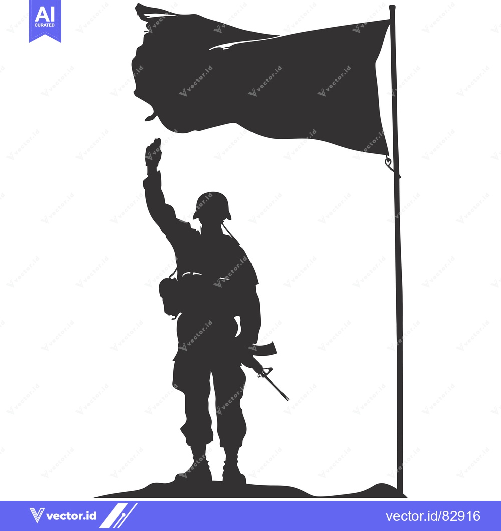 Premium Vector dari Silhouette of a Soldier Saluting a Flag