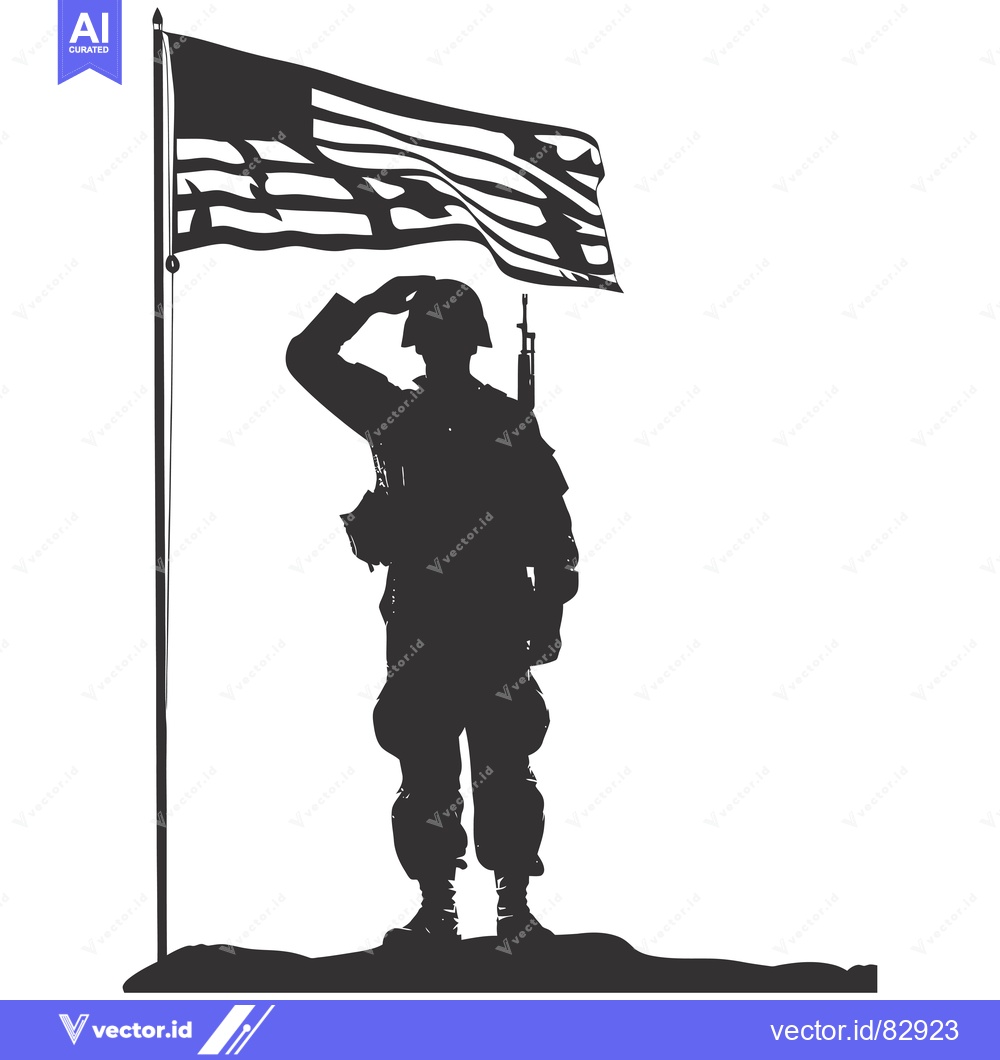 Premium Vector dari Silhouette of a Soldier Saluting an American Flag