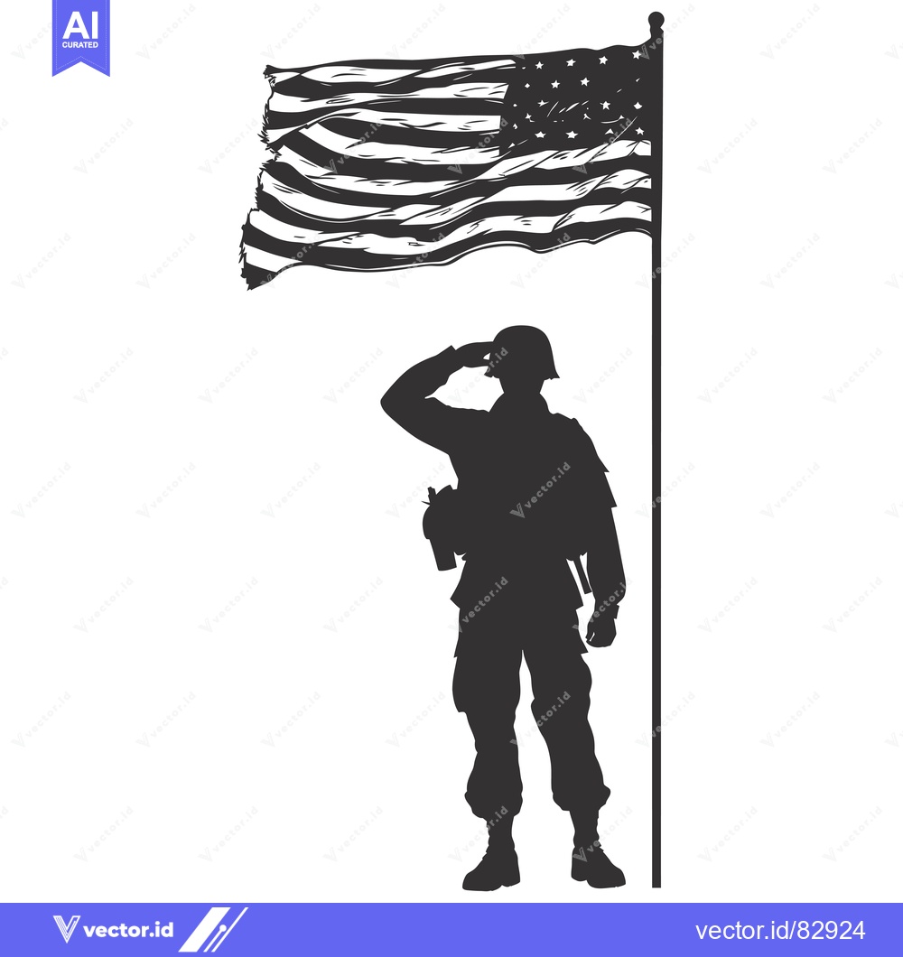 Premium Vector dari Silhouette of a Soldier Saluting an American Flag