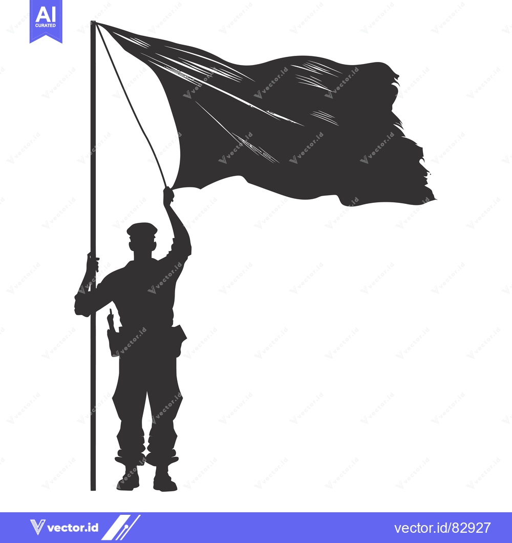 Premium Vector dari Silhouette of a Soldier Raising a Flag